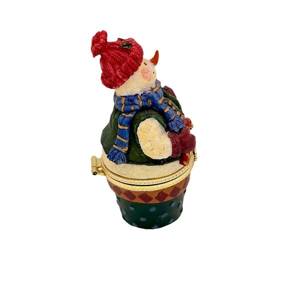 Snowman Christmas Hinged Trinket Box 5” - Picture 5 of 8